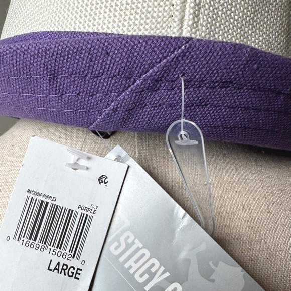 Stacy Adams Mens Large White Purple Fedora Hat W/ Black Cherub Logo - Picture 4 of 7